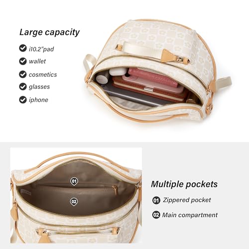 Crossbody Purse for Women Small Crossbody Bags Trendy Vegan Leather with Adjustable Shoulder Straps Gift for Mother Wife Mom - color: Beige Checkered