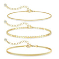 DEARMAY Sterling Silver Plated Bracelets Set for Women Waterproof, Non Tarnish Sterling Silver Link Chain Bracelets Pack Dainty, Fashion Jewelry Gifts for Everyday Comfortable - color: 3Pcs Silver Bracelet B
