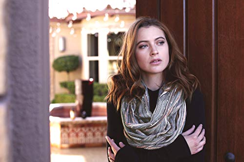Anika Dali (15 Colors) Shimmer Sparkle Infinity Scarf, Women's Festival Bliss Lightweight Fashion Shawl - color: Forest Emerald Green