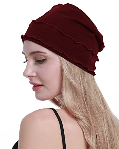 osvyo Chemo Headwear Turban Cap for Women - Cancer Beanie Hair Loss Sealed Packaging - color: Cotton-cherry