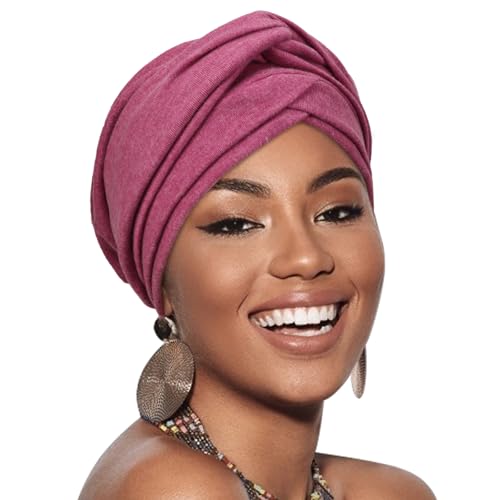 AQOKKA African Turban for Women Knotted Hair Wraps for Turban Head Scarf for Black Women Hair Cancer Chemo Headwear Cap - color: Twisted Braid: 1 Pack Purple