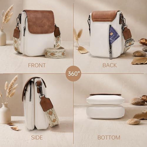GEMIU Small Crossbody Bags for Women Cell Phone Purse Crossbody Wallet Purses with Card Slots - color: White&brown