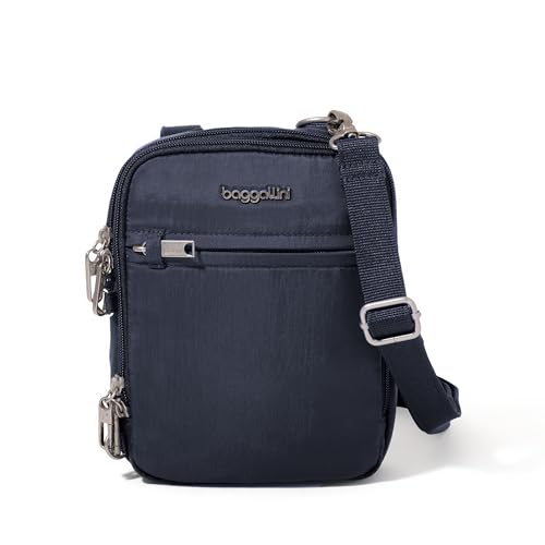 Baggallini Securtex® Anti-theft Mini Everything Crossbody Bag, 6.3"x8.25" Rfid, Locking Zippers & Cut-resistant Strap - color: French Navy