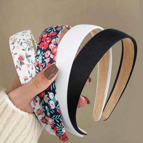 Huachi Headbands for Women Non Slip Trendy Headbands for Women’s Hair 1 inch Wide Cute Headband for Girls, Fall Head Bands Elastic Hair Bands for Womens Fashion Accessories for Women 4PCS - color: Boho Style