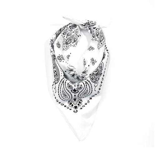 Rothco Trainmen Paisley Bandana 27” x 27” Extra‑Large 100% Cotton Head Wrap Scarf Multi‑Use - color: White