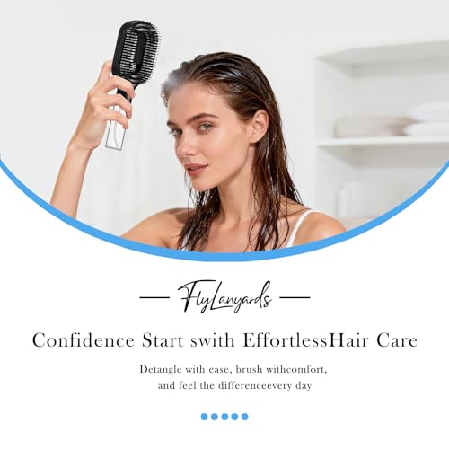 2-in-1 Manual Non-Electric Detangler Hair Brush with Built-In Mister Spray, Wet & Dry Detangling Brush for Curly, Wavy & Straight Hair, No-Tangle Anti-Frizz Brush，Reservoir 50ml.(Black) - color: Black