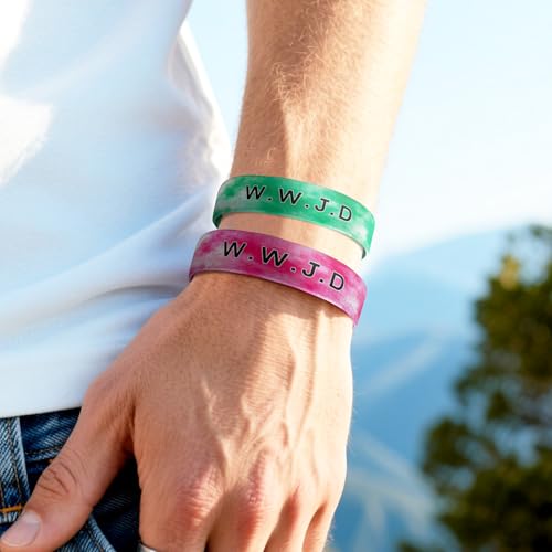 4 Pcs Surfer Beach Bracelets for Men Women Inspirational Elastic Comfy Summer Reversible Wristband Gifts Friendship Bracelets - color: WWJD-Bracelets, size: (6.8") Small
