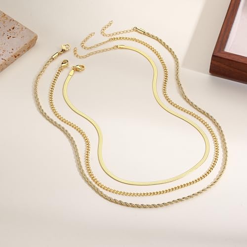 Gold Necklace Stack for Women, Layered Gold Necklaces Set,18K Gold Plated Simple Dainty Gold Chain Choker Necklaces Trendy Jewelry Gifts for Women - color: S02