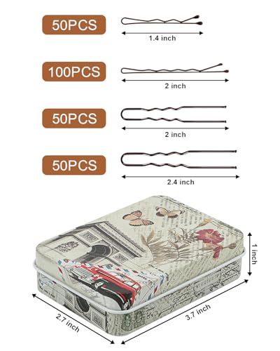 MAORULU Hair Bobby Pins with Cute Case, 250 CT Hair Pins for Buns, Premium U Hair Accessories for Women, Girls and Kids, Great for All Hair Types (Variety U & Bobby Pins Brown) - color: Variety U & Bobby Pins Brown