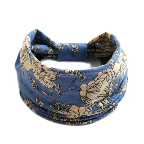 Boho Headband Fashion Wide Headband Knoted Turban Yoga Workout Head Bands Hair Accessories For Women (flower3, Pack of 1) - color: flower3, size: 1 Count (Pack of 1)