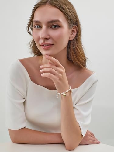 Gold Charm Bracelet for Women Boho Adjustable Shell Starfish Bracelet Summer Beach Ocean Statement Bracelets - color: White bead bracelet