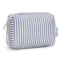 Narwey Small Striped Makeup Bag for Purse Mini Cosmetic Bag Travel Makeup Pouch Zipper Pouch Cute Make up Bags with Compartments for Women Girls (Greyish Blue Stripe, Small) - color: A-Greyish Blue Stripe, style: Small