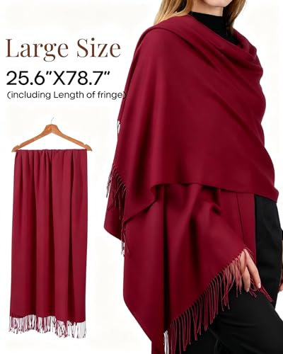 FURTALK Pashmina Shawl Wraps for Women Evening Dresses Blanket Scarves Fashion Scarf Wedding Gifts - color: Dark Red