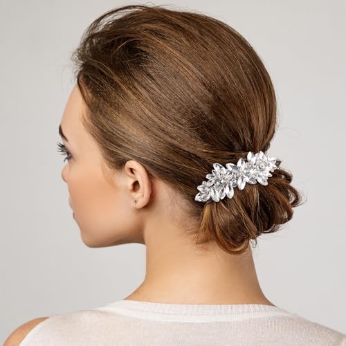 Joez Wonderful 2 Pcs Rhinestone Hair Clips, Silver Bridal Hair Accessories for Women, Sparkly Crystal Hair Pins, Fancy Flower Hair Barrettes for Wedding, Bride (Gold, Silver) - color: Rhinestone (Gold, Silver)