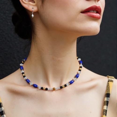 Women's Strand Necklaces 18 Inch Colorful Resin Stone Beaded Boho Necklace Hippie Jewelry for Women, Bohemian Layered Style Necklace with Gift Box for Wedding, Music Festival, Vacation, Date Night Jewelry
