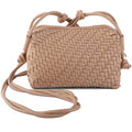 Woven Crossbody Bags for Women Handwoven Purses Vegan Leather Small Handbag Handmade Shoulderbag | Lightweight - color: Apricot