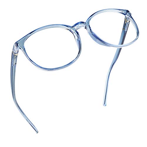 LifeArt Round Blue Light Blocking Glasses, Computer Glasses, Gaming Glasses, TV Glasses for Women Men (Light Blue, No Magnification) - color: 07_days_light Blue, size: +0.00(No Magnification)
