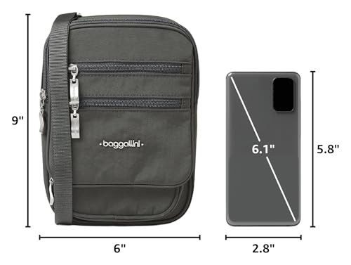 Baggallini Journey Crossbody Bags for Women 9x6 Small Lightweight Travel Handbag W/RFID - color: Charcoal