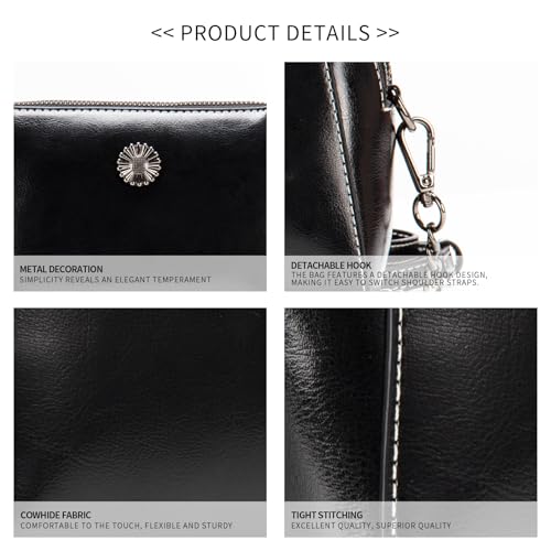 Genuine Leather Small Crossbody Bags for Women | Lightweight Shoulder Purse, Designer Handbag with Adjustable Strap, Casual Travel Everyday Bag - color: H-black