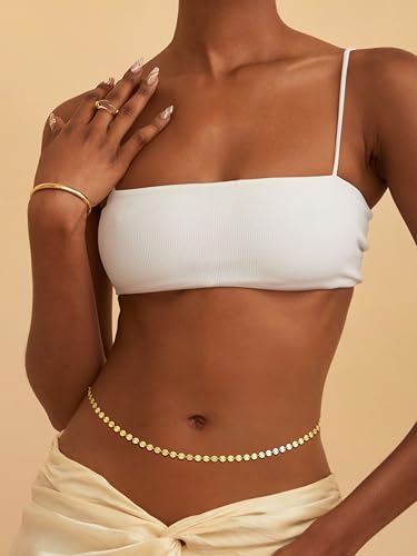 CHESKY Waist Beads for Women, Dainty 14k Gold Plated Waist Chain Beach Accessories Cute Belly Chain Body Chain Gold Chain Belts for Women Summer Beach Jewelry for Womens Gifts Rave Outfits for Womens - style: Coin