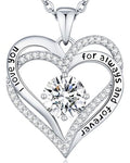 CDE Engraved Forever Love Heart Birthstone Necklace Jewelry Gifts for Women | Hypoallergenic,Nickel-Free & Lead-Free,3 x 3 mm 5A CZ Heart Pendant,Anniversary Christmas Birthday Gift for Girlfriend Wife - color: Birthstone-04-Apr, style: Rhodium Plated-Bra