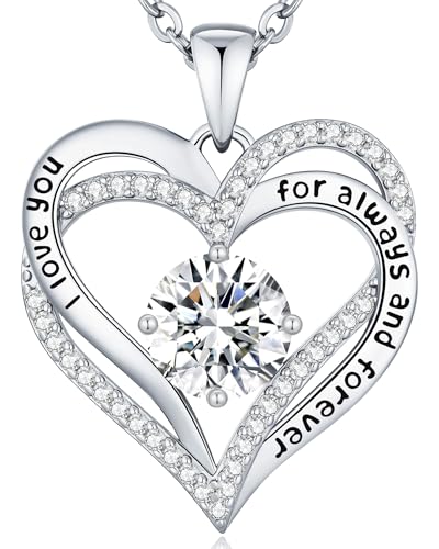 CDE Engraved Forever Love Heart Birthstone Necklace Jewelry Gifts for Women | Hypoallergenic,Nickel-Free & Lead-Free,3 x 3 mm 5A CZ Heart Pendant,Anniversary Christmas Birthday Gift for Girlfriend Wife - color: Birthstone-04-Apr, style: Rhodium Plated-Bra