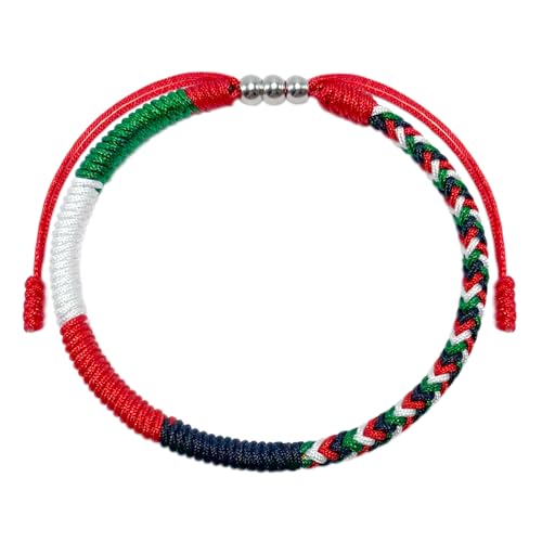LAMIBEE Country Pride, Country Flag Code Bracelet, Protection and Lucky Sufer String Bracelet, Tibetan Wrist Wrap Bracelet, Boho Style Rope Bracelet for Women, Men, String Thread Bracelets - color: Palestine