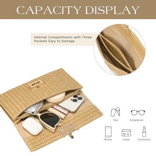 SWEETV CHUNLI Straw Purse Woven Beach Bag Summer Clutch Purse Boho Crossbody Bags for Women Small Raffia Shoulder Bag - color: Rainbow