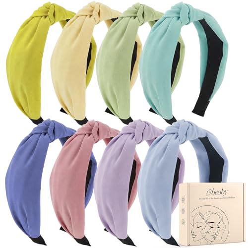 obeoby 8Pcs Knotted Headbands for Teen Girls, Chartreuse Pastel Girls Headbands Summer Dress Hair Accessories Trendy Stuff - color: Light Colors