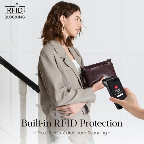 befen Genuine Leather Wristlet Clutch Wallet Purses with RFID Blocking, Small Crossbody Bags Shoulder Handbag for Women - color: Coffee