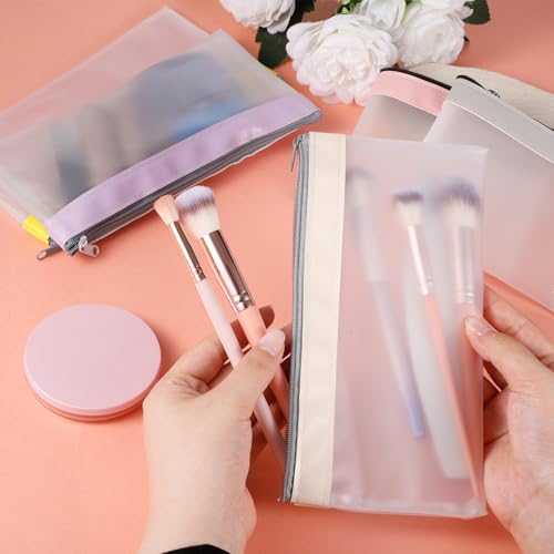 6 Pcs Clear Pouches with Zipper, Waterproof Zipper Cosmetic Bag TwoSize Clear Coin Purse Plastic ZipperPouch Travel Storage Organizer for Coin Lipstick Earphone Aesthetic Stuff DailyToiletries