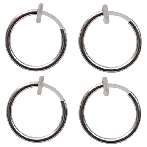 Silver Small for Women Comfortable Plastic Invisible Clip On Hoop Earrings Men Fake Nose Ring Faux Lip Septum Ring Fake Cartilage Earrings 12 mm Spike Cross Feather 15mm Unisex Gold Non Piercing Lobes - color: 15 mm Silver