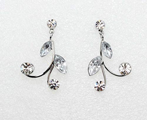 Faship Gorgeous Rhinestone Crystal Floral Necklace Earrings Set - color: Clear