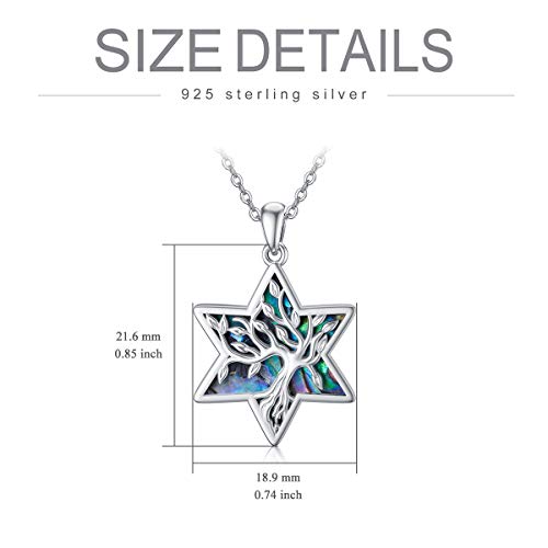 ONEFINITY Tree of Life Necklace 925 Sterling Silver Abalone Shell Celtic Knot Pendant Necklace for Women Jewelry - style: Star of David Tree