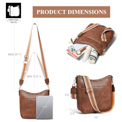 Crossbody Bags for Women Crossbody Purse for Women Vegan Leather Hobo Purses Shoulder Handbags for Daily Travel Work - color: 1-1 Brown