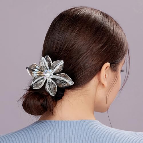Mistofu 3.14Inch DIY Copper Wire Metal Hand-woven High-level design Barrettes Elegant Hair Accessories, Gifts for Women Girls (Black and White 2) - color: Black and White 2