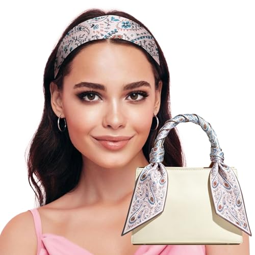 Sumolux Head Hair Scarf for Women Neck Purse Bag Handbags Scarf Like Silk - color: Pink New Cashew