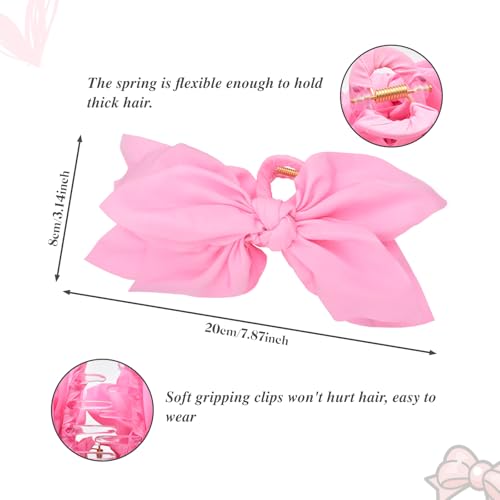 Bow Claw Clips Hair Clips Big Hair Bows for Women Butterfly Styling Large Hair Clips for Thick Hair for Girls Hair Accessories for Teen 3PC - color: 3PC-Pink+Wathet+Lilac