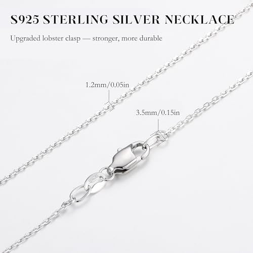 IEFWELL S925 Sterling Silver Chain Necklace for Women - 1.2 mm Sterling Silver Cable Chain, Sturdy hypoallergenic, 14/16/18/20/22/24 Inch Jewelry Gifts for Men Women - size: 24 Inch