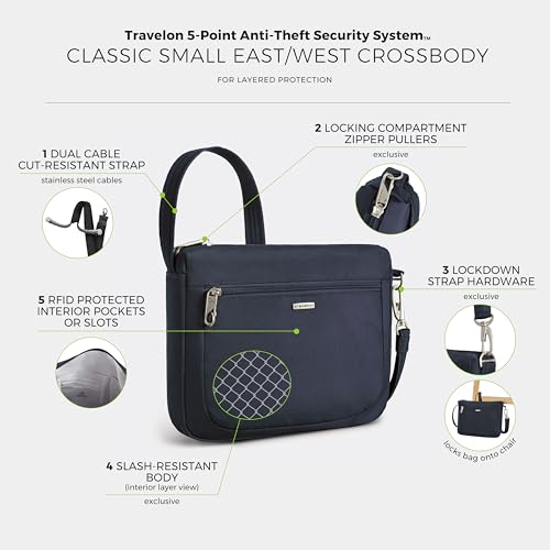 Travelon Anti-Theft Classic Small East/West Crossbody - color: Midnight