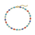 SLOONG Evil Eye Beaded Anklet Bracelets for Women, 14K Gold Plated Ankle Bracelet Jewelry Beach Beads Anklet Set Ankle Bracelets for Women - color: Red & Blue