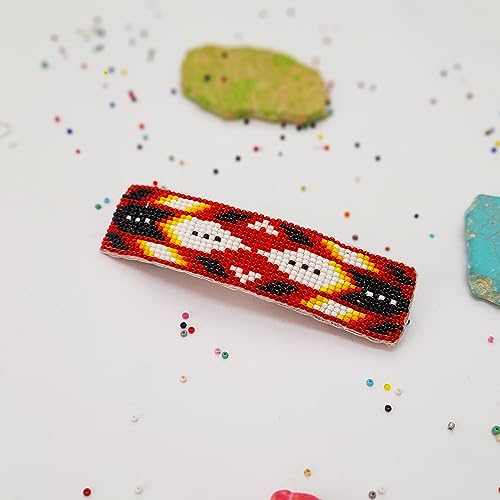 Beaded Hair Clips Native American Style Handmade Collection (Pattern-12H) - color: Pattern-12H