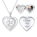 U7 Women Locket Necklace Platinum 14K Gold Photo Lockets that Hold Picture,Chain 20 Inch Personalized Gift Custom Love Heart Image Necklaces - color: 03# Platinum*2 Heart