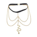 Snake Leg Chain for Women, Sexy Serpent Charm Thigh Garter, Summer Bikini Skirt Beach Party - style: B lace gold