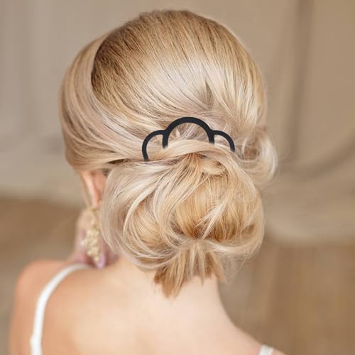 French Hair Pin, 8 PCS Black Hair Pins for Women Metal Hair Side Combs, French Pins Hair, U Shaped Hair Pins for Buns Updos, French Pins Hair Stick Pin Hair Combs for Styling Hairpin Hair Accessories - color: Black-1