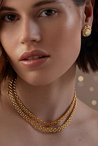 18K Gold Love Knot Stud Earrings for Women Statement Button Pearl Stud Earrings Minimalist Cute Small Post Earring - color: 2. Pearl