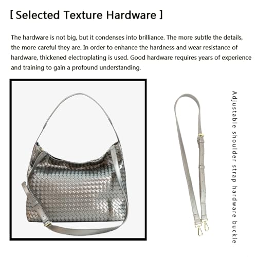 JINMANXUE Women Boston Bag, Woven Hobo Tote Handbag and Purses, Female Satchel Messenger Bags, Fashion Shoulder Crossbody Bag - color: Antique Silver