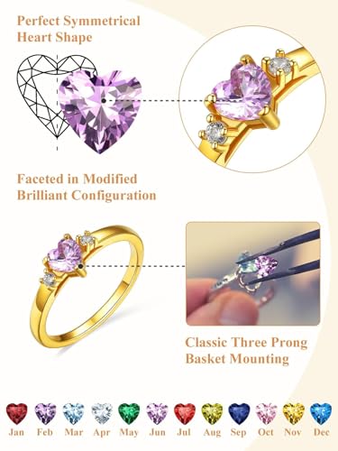 Custom4U Personalized 1-4 Birthstone Rings for Women Promise Rings for Her Sterling Silver Mothers Ring Customized Cubic Zirconia Stones Wedding/Valentine's Day/Mother's Day Jewelry Gift for Mom Wife - color: A-1 Name-Gold
