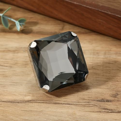 Large Different Color Square Sparking Rhinestone Ring, Exaggerated Vintage Geometric Crystal Glass Rings for Women Oversized Big Chic Party Jewelry Gift - color: Black