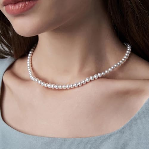 Trinckle Pearl Necklaces for Women, Gold Pearl Choker Single Pendant Necklace Layered Daisy Jewelry for Prom Birthday Gifts, Prom Wedding Strands for Bride Bridesmaids as Beach Summer Accessories - style: White necklace